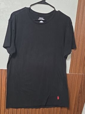 Polo by Ralph Lauren Black Crewneck T-Shirt with Red Pony Large Size